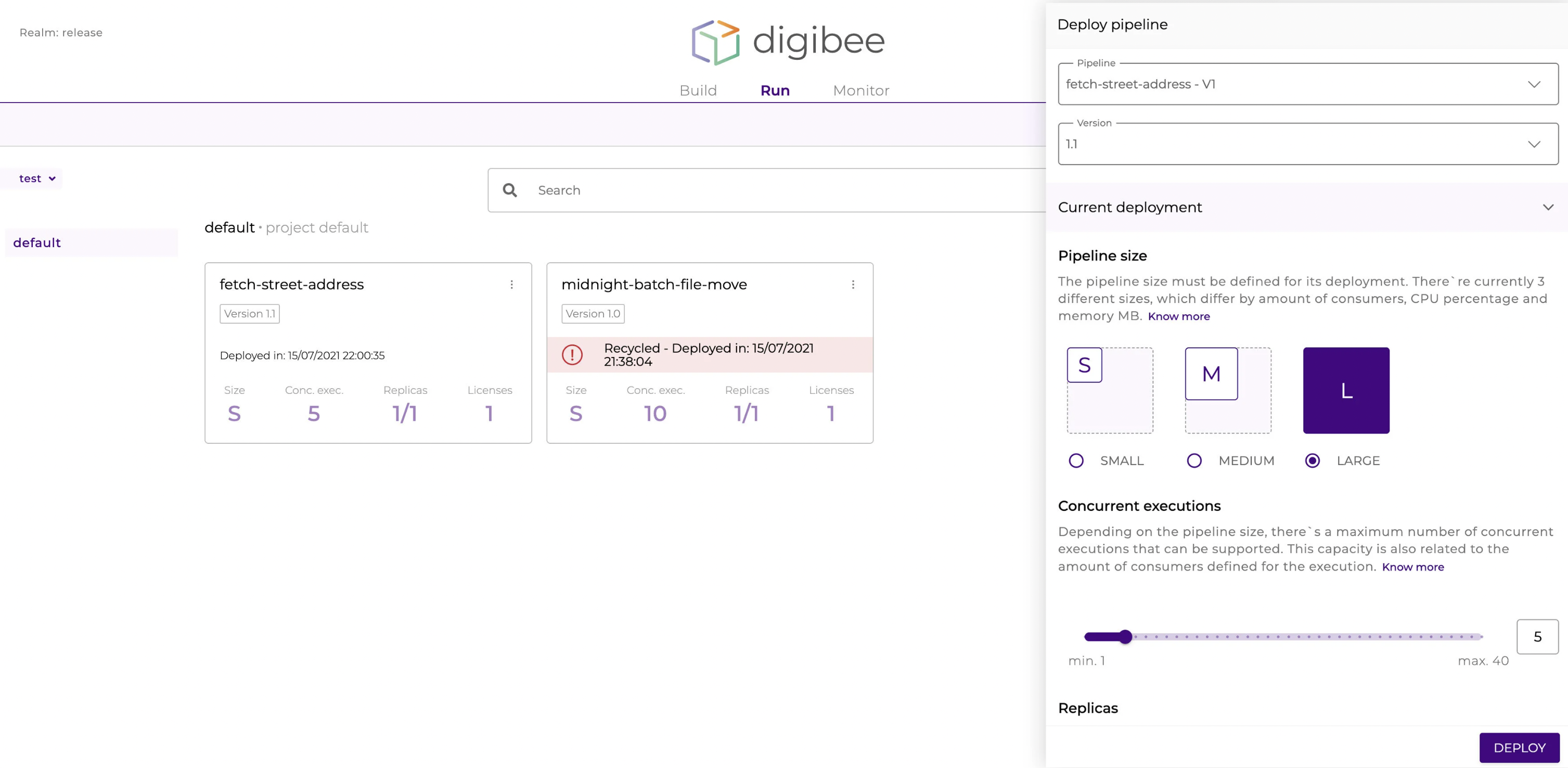 Digibee Main Dashboard - View all of your integration projects in one organized location.