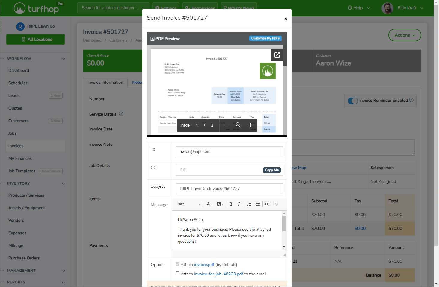 Send Invoices Via Email and Text Message - Preview and customize your PDFs before sending invoices to your customers
