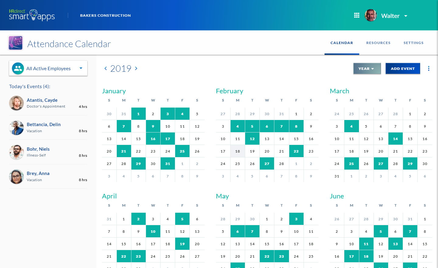 Attendance Calendar Smart App team calendar