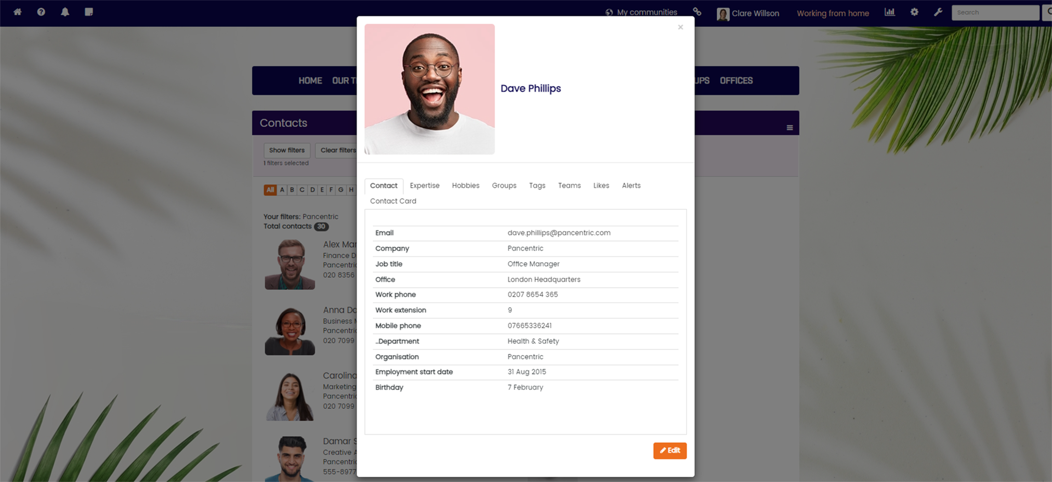 Personal Profiles within a People Directory