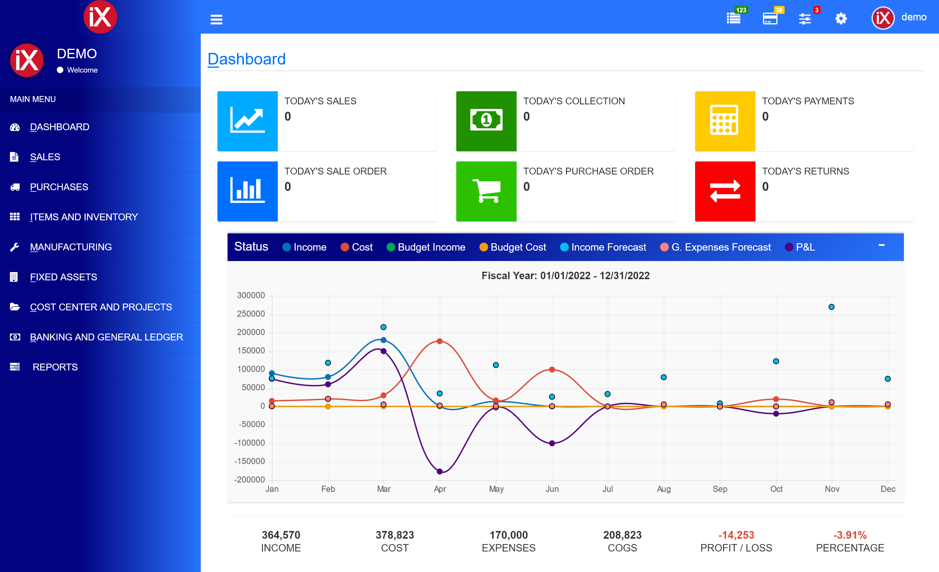 iXERP Standard screenshot: iX ERP Manufacturing