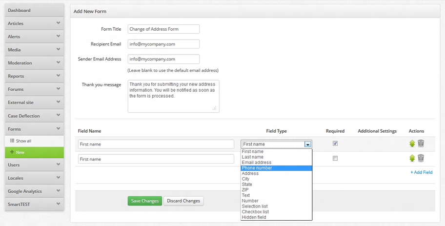 Creating a Custom Form in SmartSupport