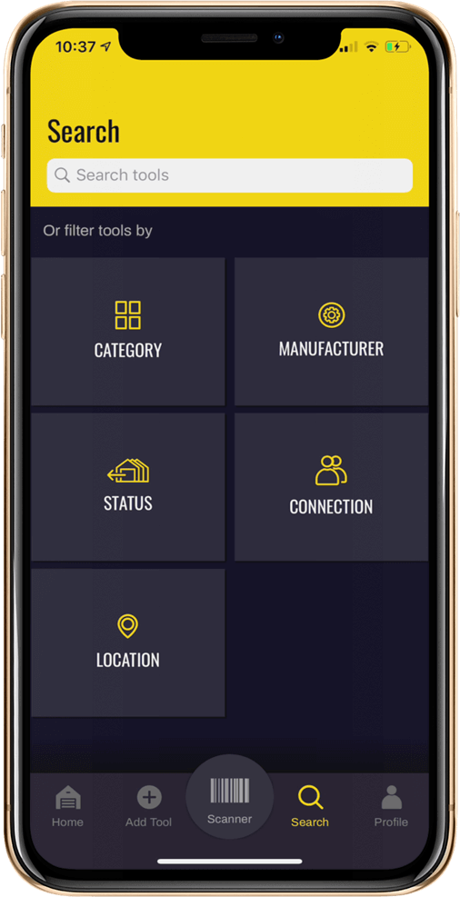 Allow everyone to quickly search for a needed tool by location, person, manufacturer, category or status