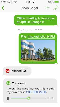 SendHub screenshot: iPhone Organized Communcation