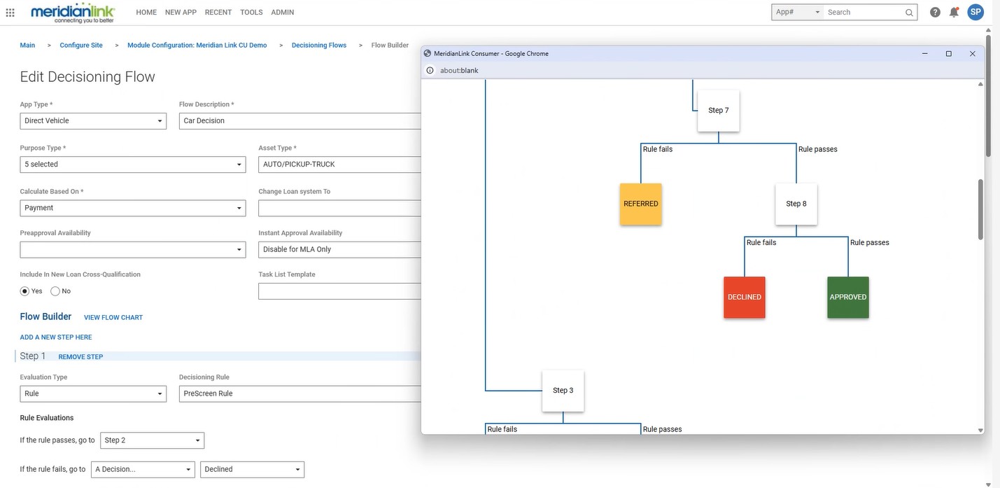 MeridianLink Consumer screenshot: Faster Approvals That Win More Business: Reduce time-to-yes from days to minutes and capture more qualified borrowers with instant decisioning, automated workflows, and a configurable underwriting engine.   