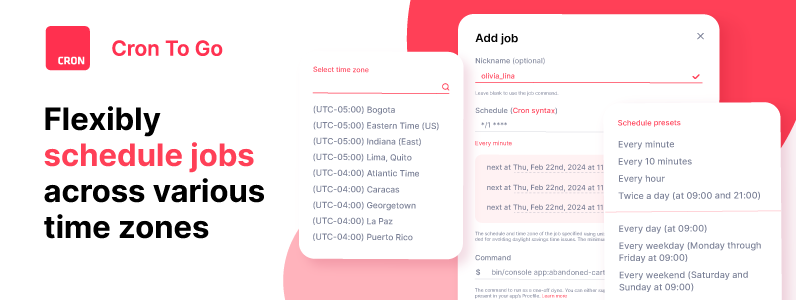 Schedule tasks with 60-second precision across time zones, utilizing Unix cron format or simple rate expressions. This allows you to run jobs multiple times a day, on specific days, and at precise times of the week or month, as well as running your jobs a