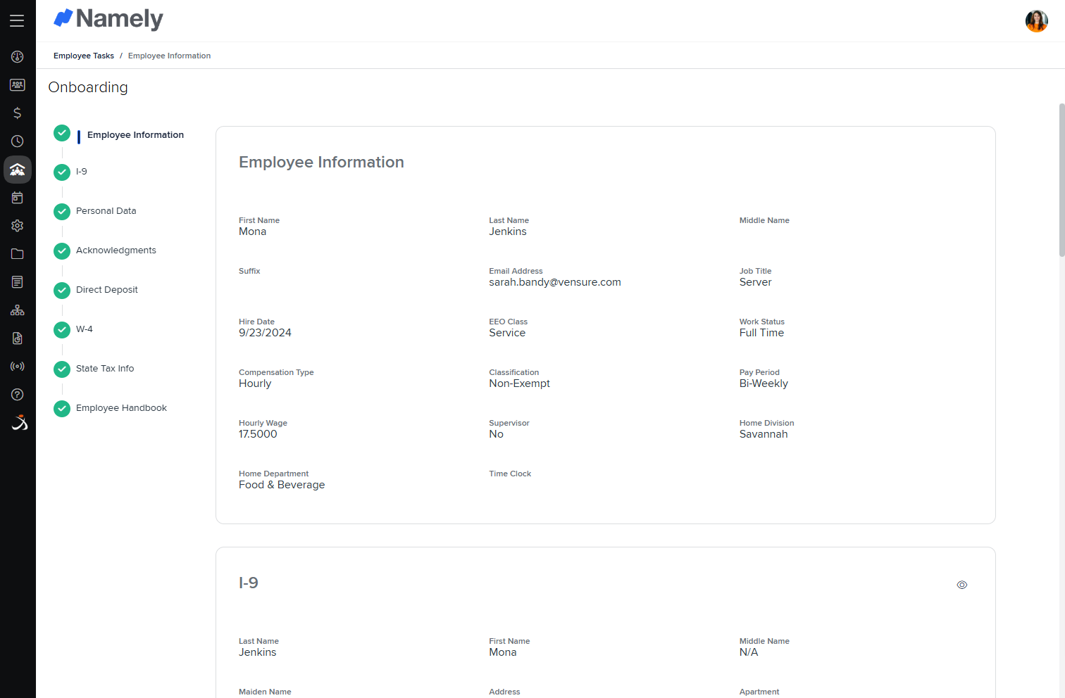 Namely Software - Onboarding: Deliver a seamless onboarding experience that sets new hires up for success from day one.