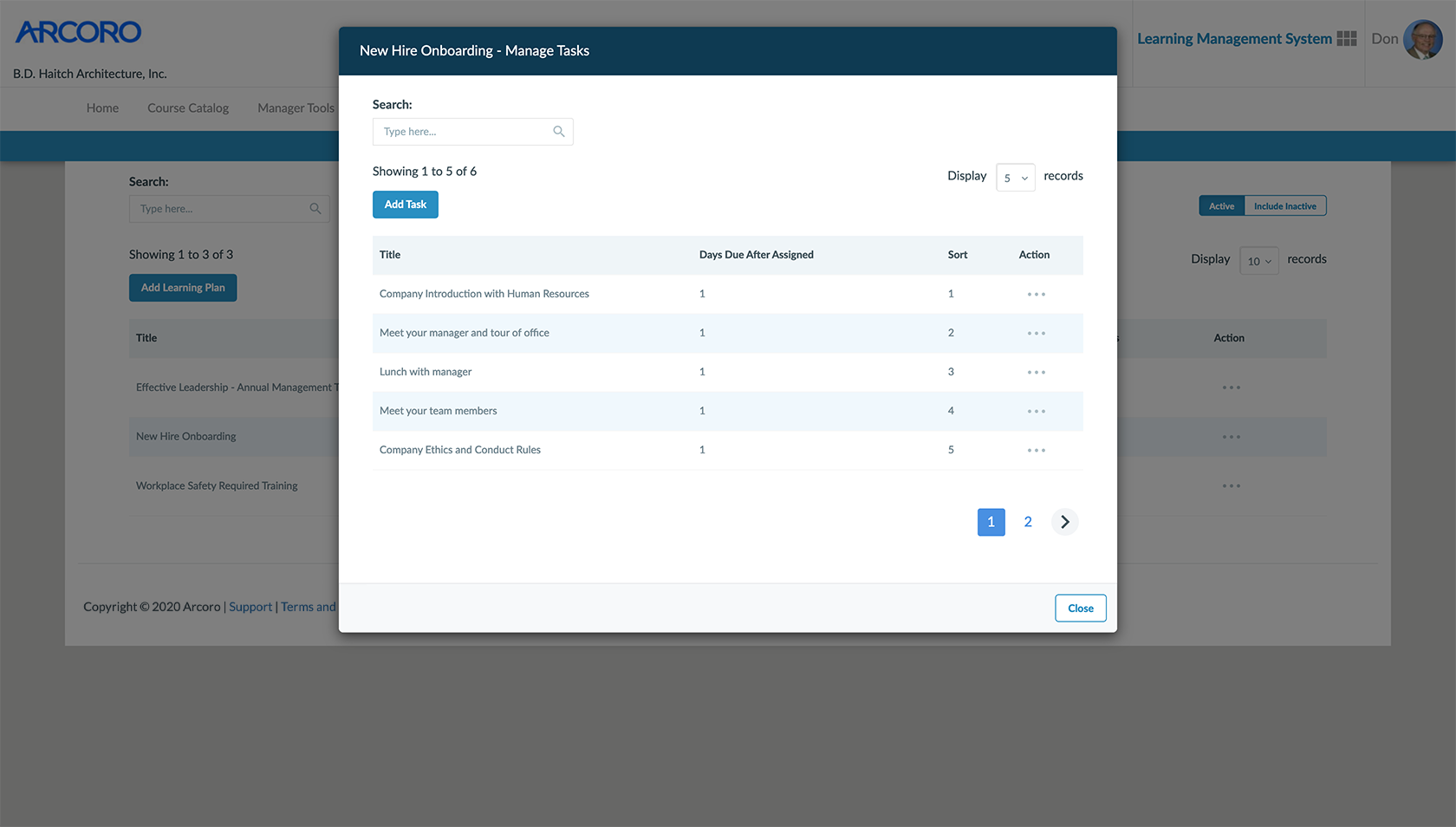 Arcoro Software - Arcoro assign learning plans to new hires