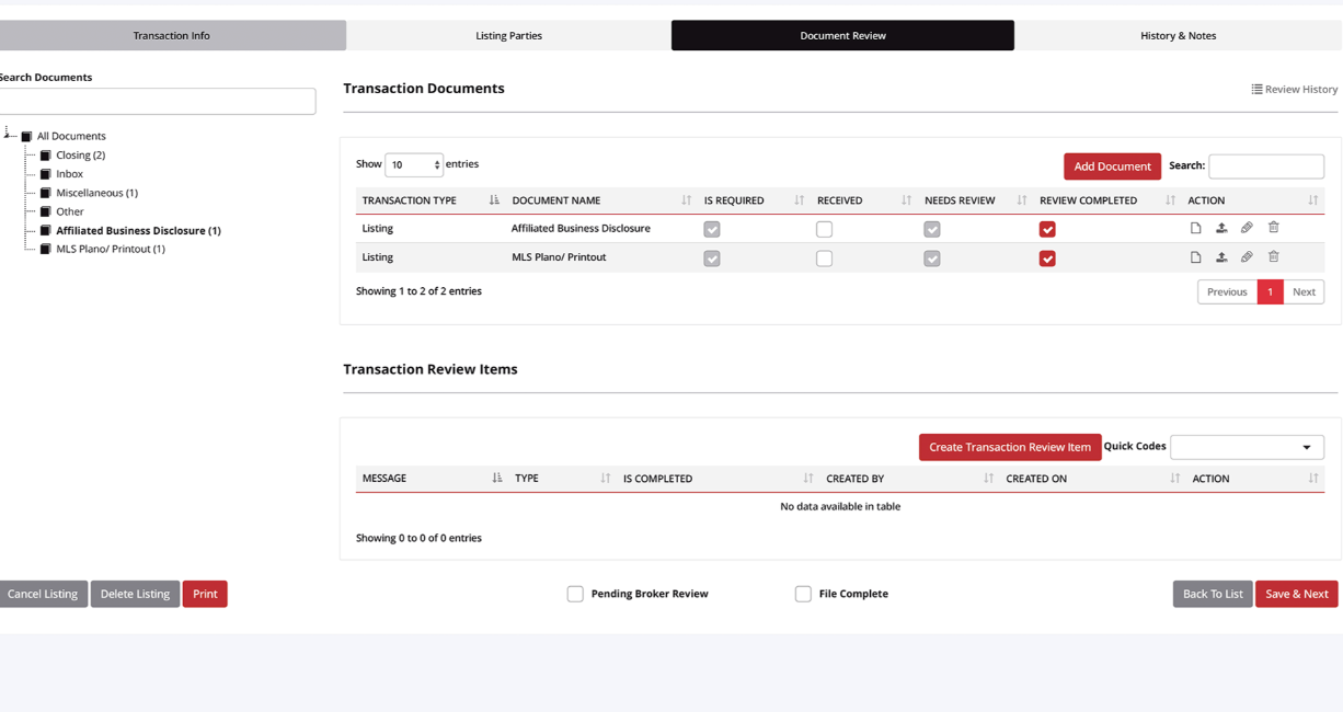 RealSmart Broker screenshot: RealSmart Broker document management
