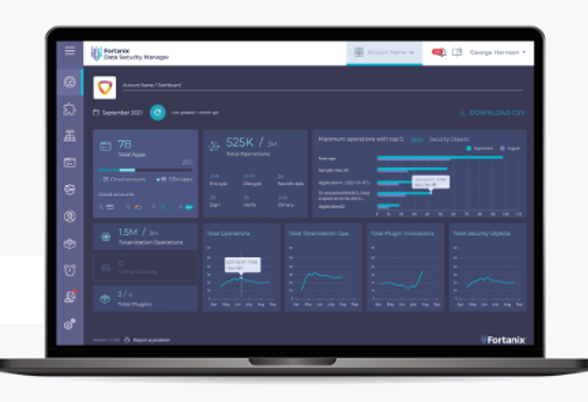 Fortanix Data Security Manager screenshot: Data Security Manager Dashboard