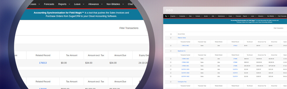 Synchronize Fieldmagic with accounting packages such as Xero & MYOB