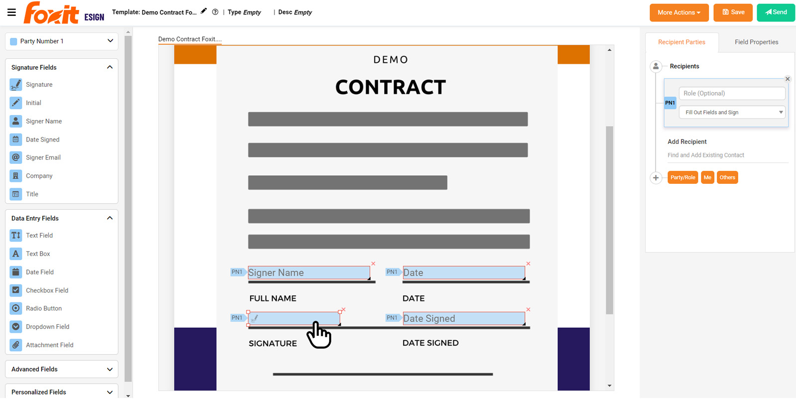 Upload and enhance your existing forms by dropping secure signature blocks, checkboxes, radio buttons, typable fields, initial fields, dropdown menus, conditional menus, validation rules, and more!