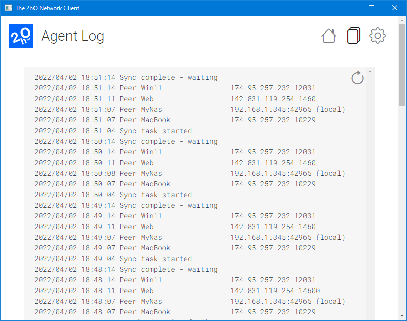 2hO Client network logs