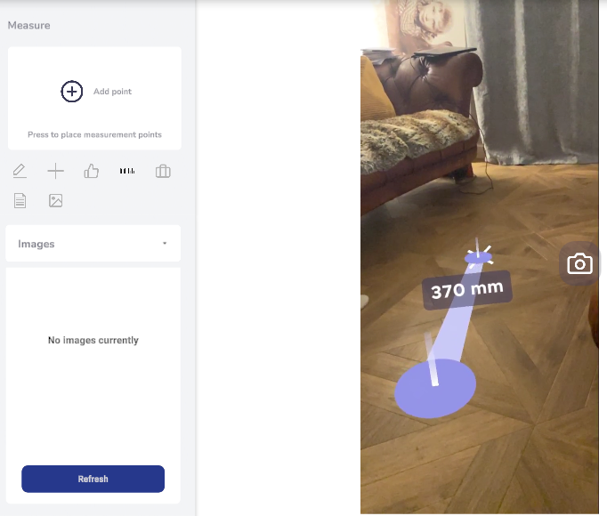 Fixzy Assist screenshot: Fixzy Assist Measurement from Desktop to Remote mobile user