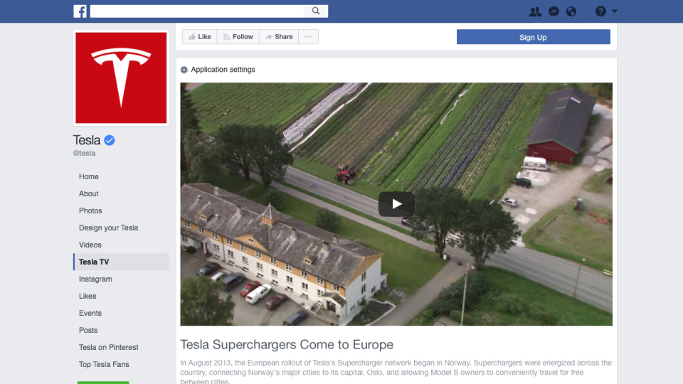 Facebook Apps and Tabs Apps on Tesla Page
