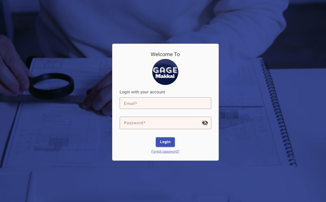 GageMakkal screenshot: Login Screen