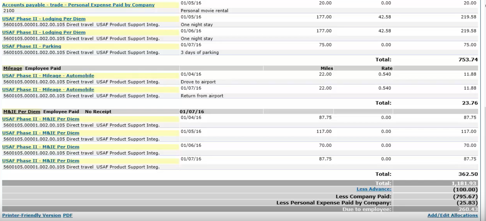 PROCAS Accounting for Government Contractors Software - Submit expense reports