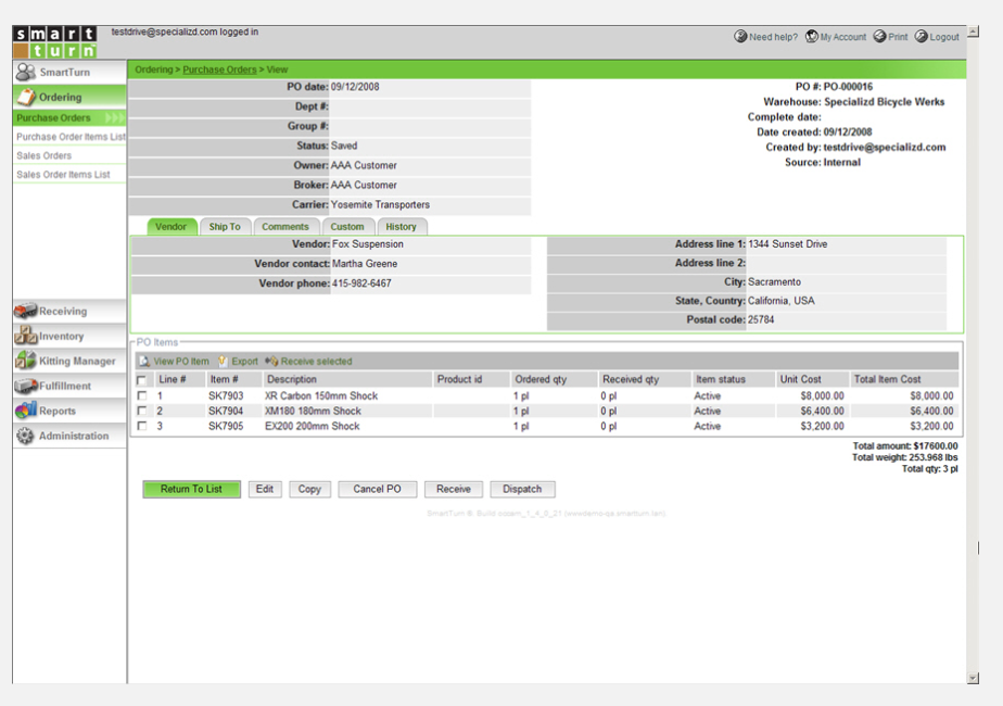 Centrally manage the process of purchasing inventory items across multiple warehouses or within a single location