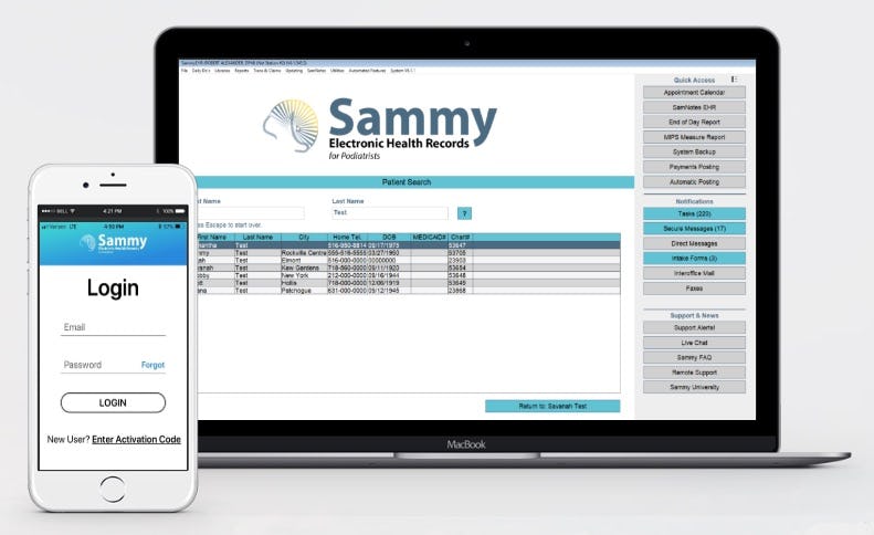 SammyEHR Software - Home Screen