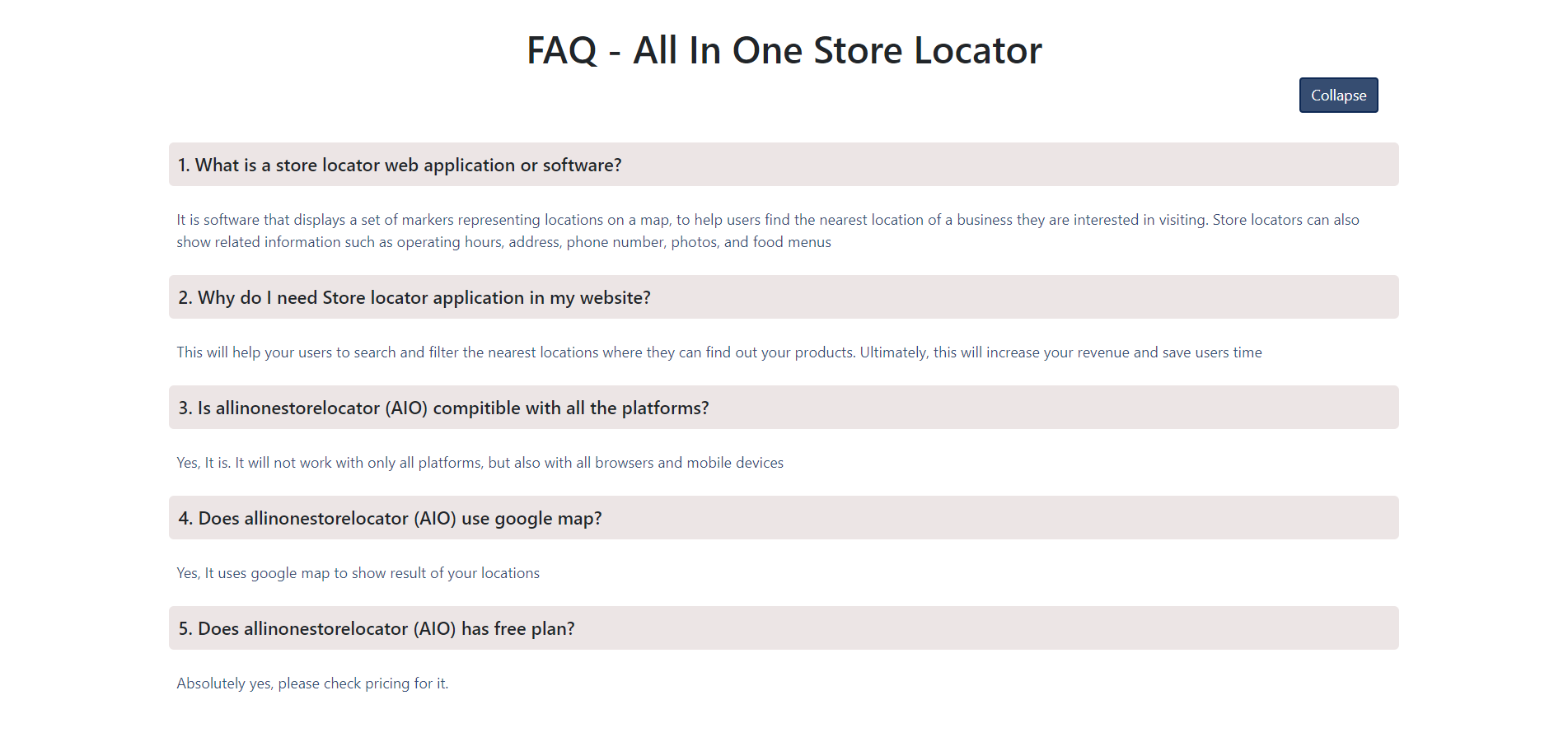 AIO Store Locator- FAQs