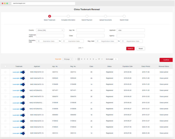 Kangxin IP Platform Software - Avoid lapses in registration, stay in control of your trademark with a simple renewal tool