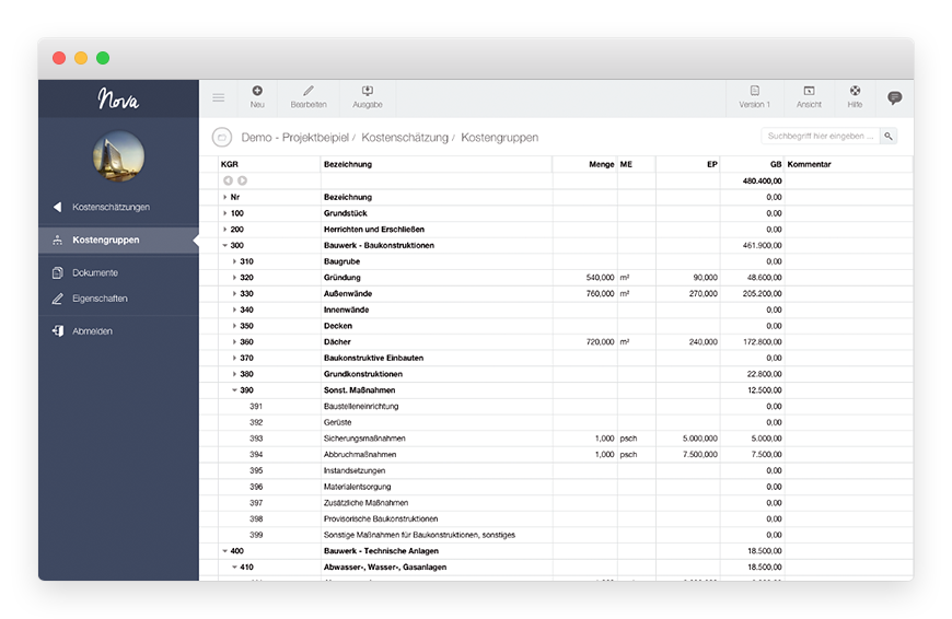 NOVA AVA Software - Nova AVA cost estimation