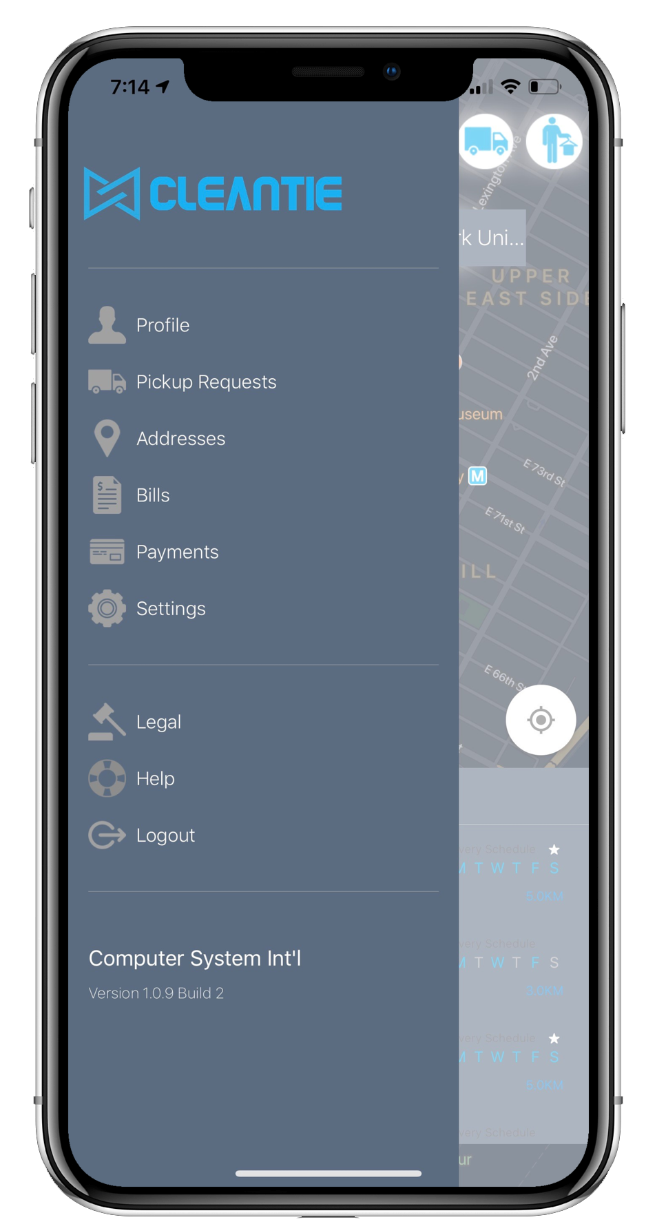 CSI Platform screenshot: Cleantie mobile app