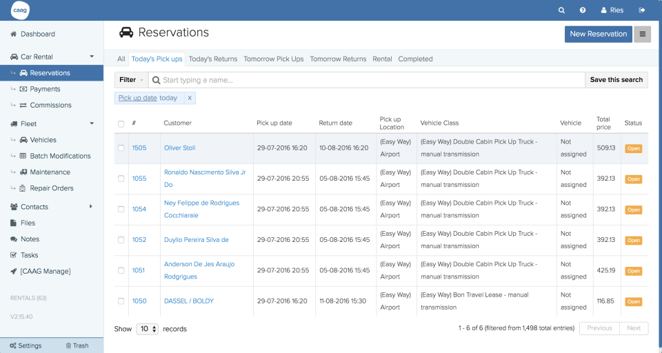 HQ Rental Softwarereservation management