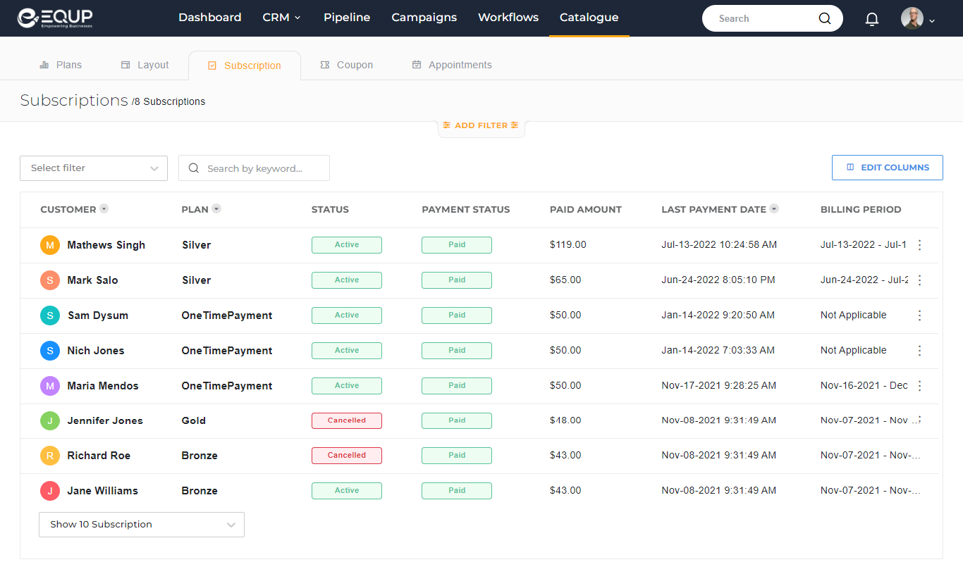 EQUP Software - Subscriptions