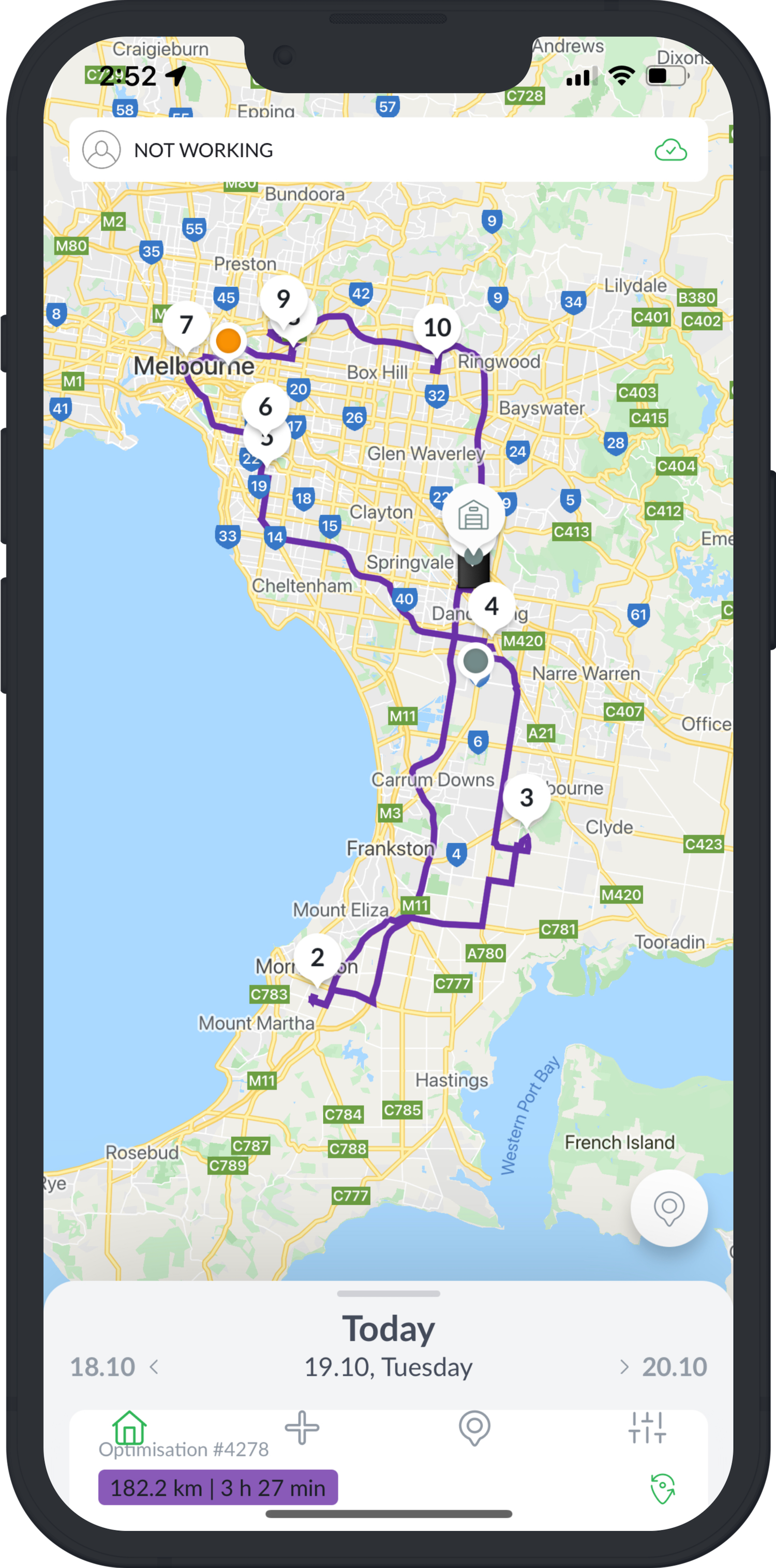 Radaro Software - Optimised Route