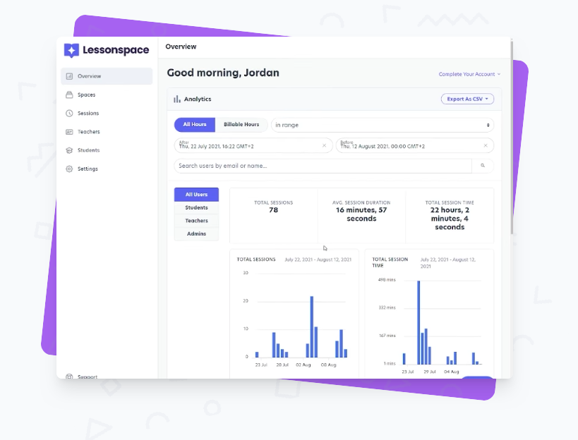 Lessonspace Software - Lessonspace analytics