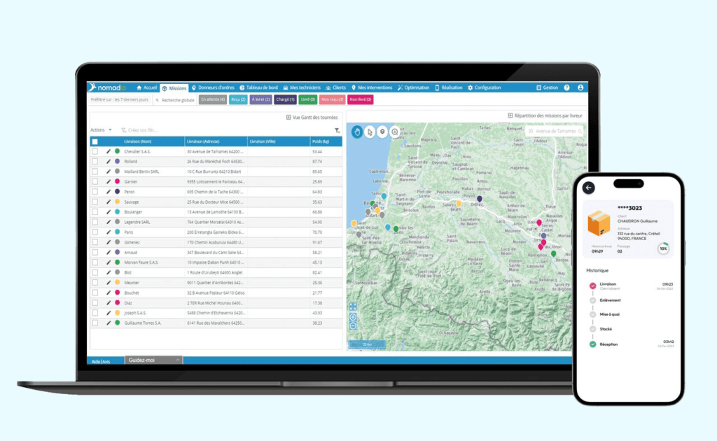 Nomadia Delivery Software - Nomadia Delivery dashboard