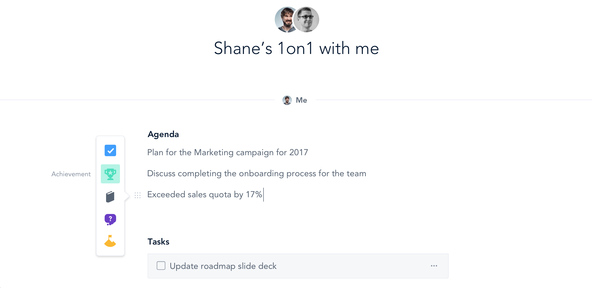 1-on-1 agenda