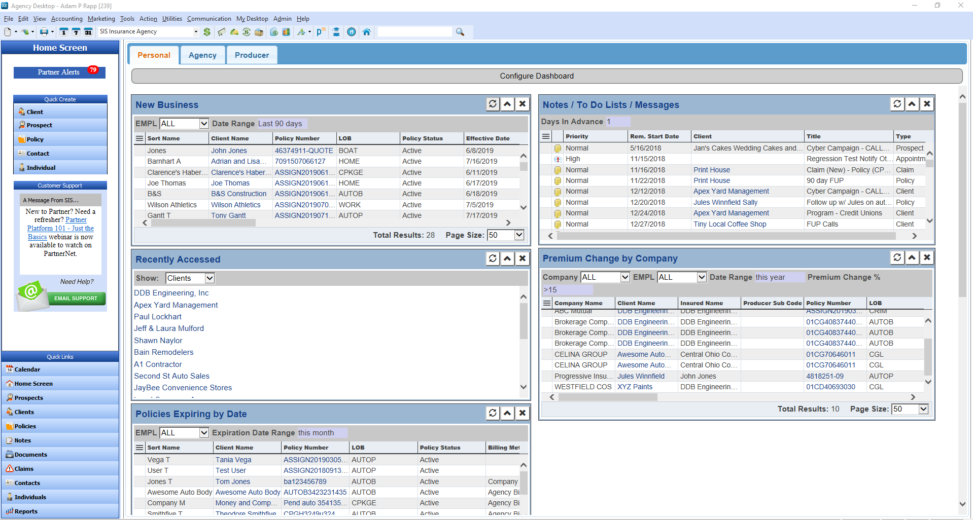 Partner XE screenshot: Partner XE home screen