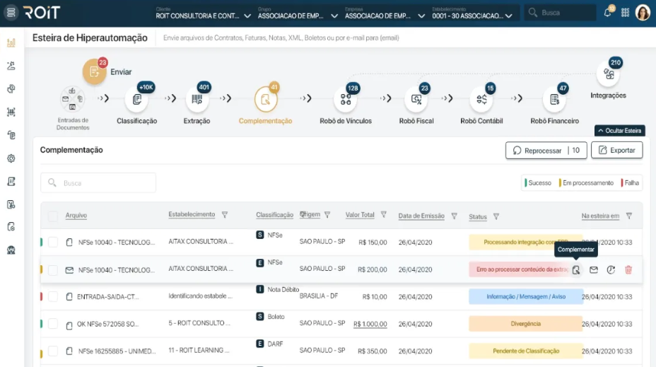 ROIT screenshot: With an end-to-end flow, the Entrance Portal transforms manual and time-consuming processes of managing tax, accounting, financial and purchasing documents into hyper-automated strategies