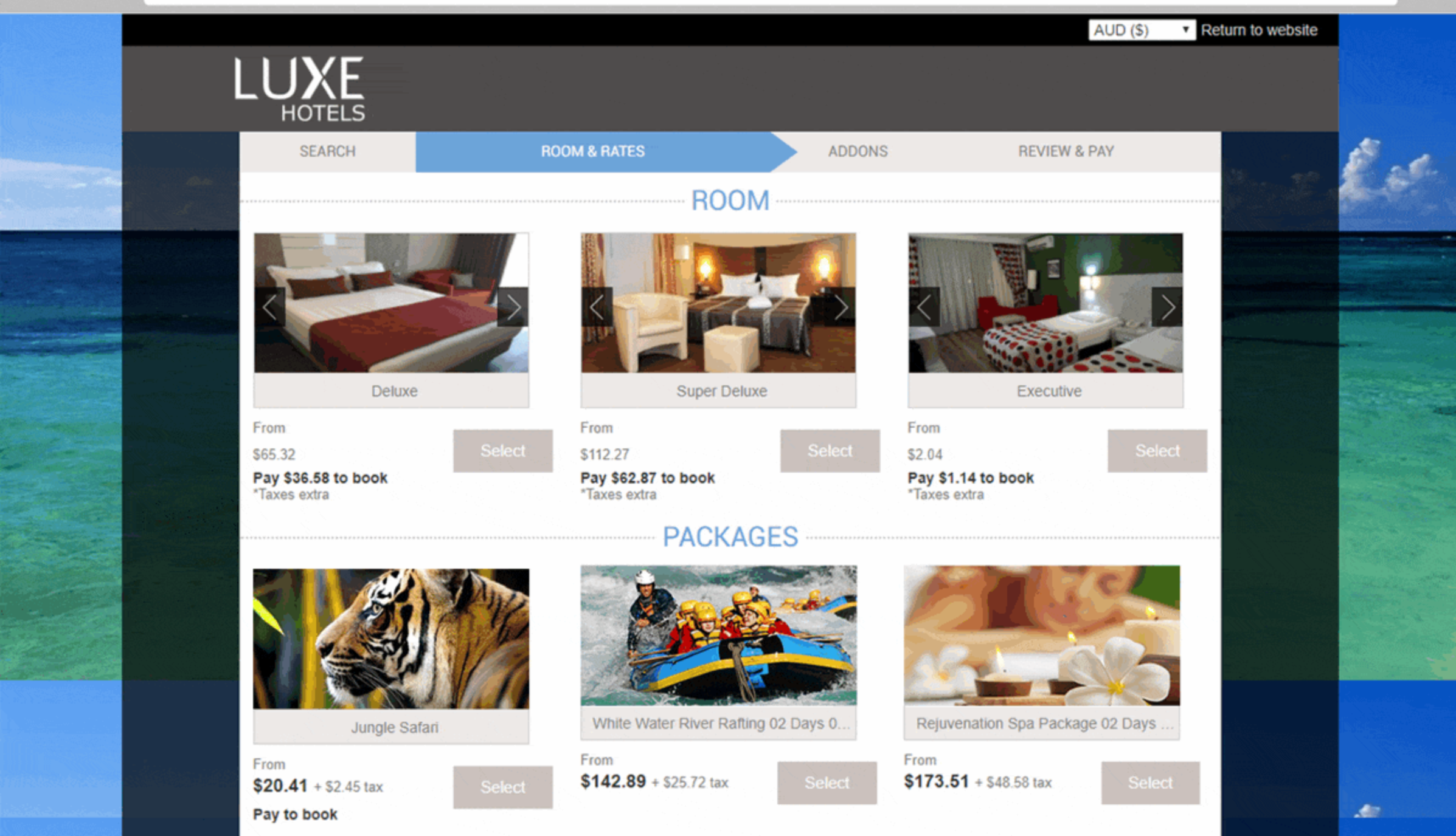 Create a website with an intuitive user interface to offer online bookings