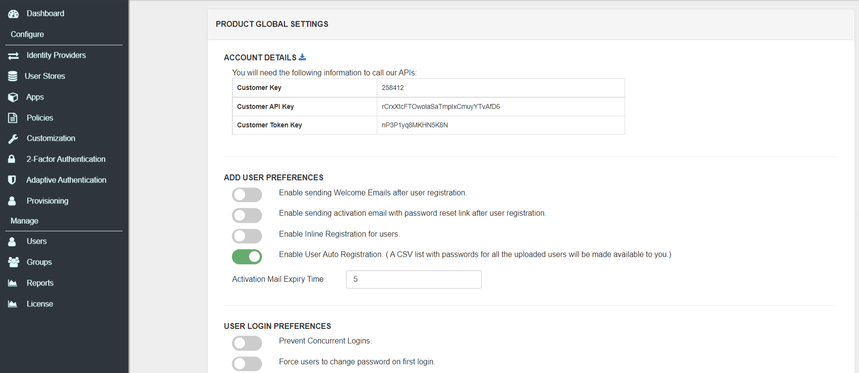 miniOrange Software - miniOrange Product Settings