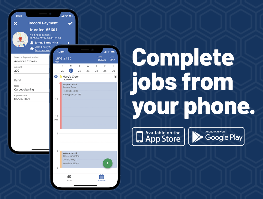 Take your business anywhere with ServiceMonster Mobile. Technicians can use the app to see their schedule, track hours, and complete detailed job reports for you to review.