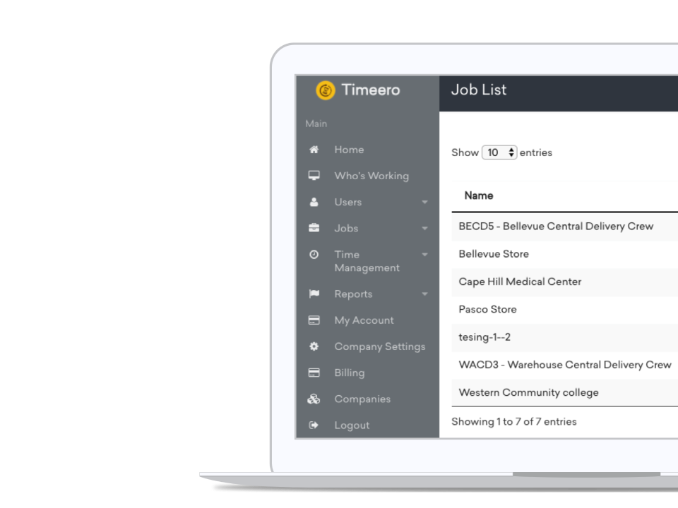 With the desktop application managers can keep track of jobs and employees