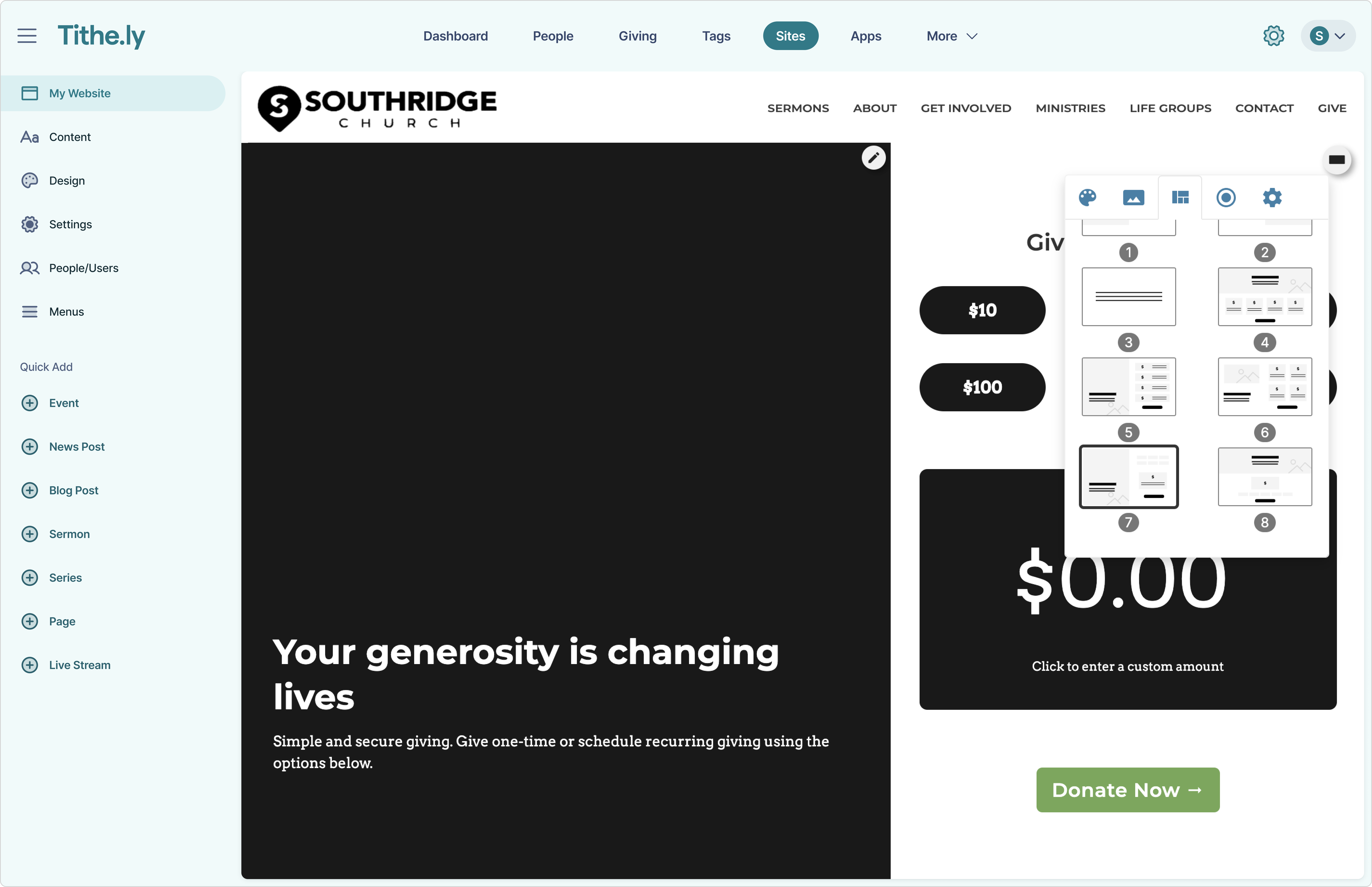 Tithe.ly Sites Software - 2