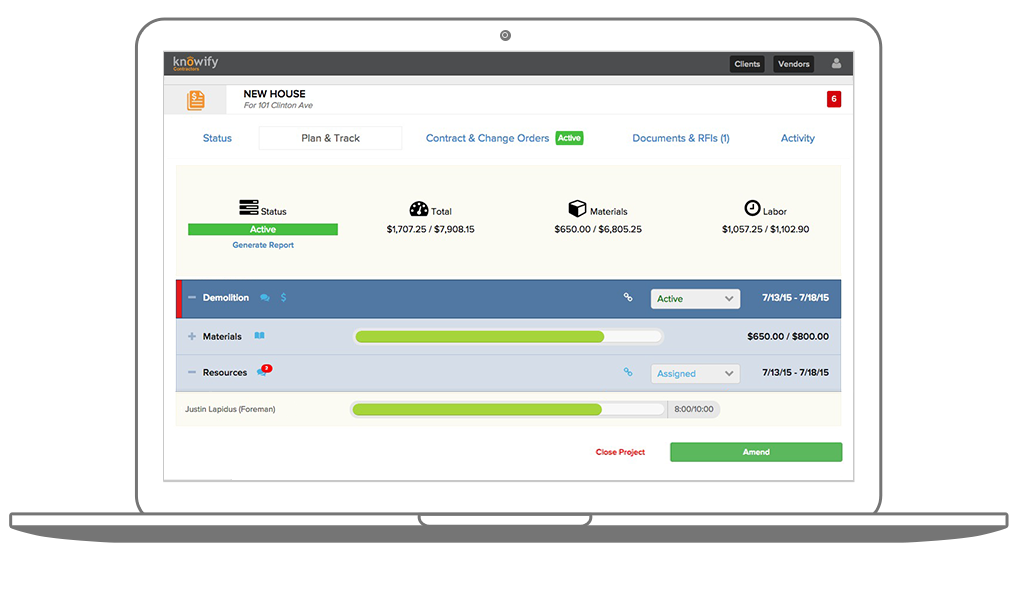Knowify Software - Create cost estimates or bids, and use progress or AIA billing to invoice clients.