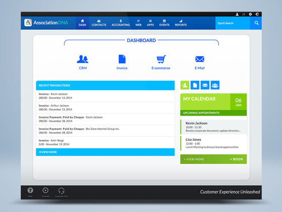 Association DNA screenshot: Association DNA dashboard view