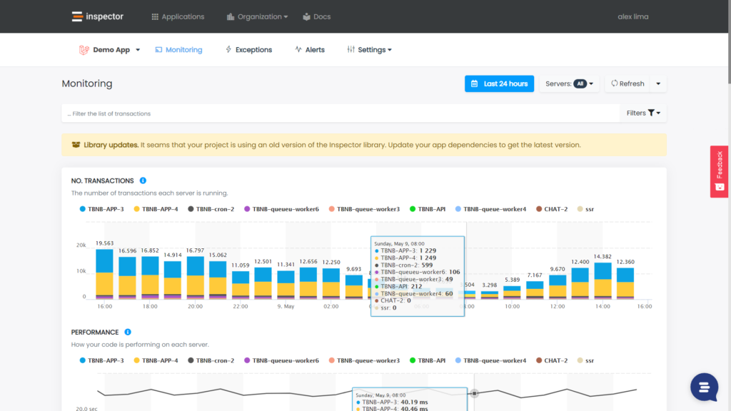 Inspector screenshot: Inspector monitoring