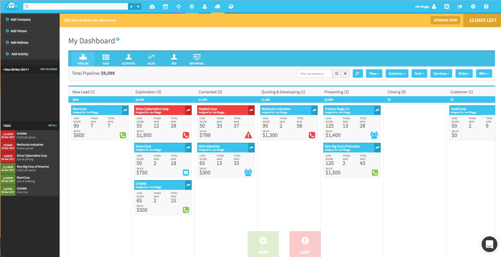 Exsalerate CRM screenshot