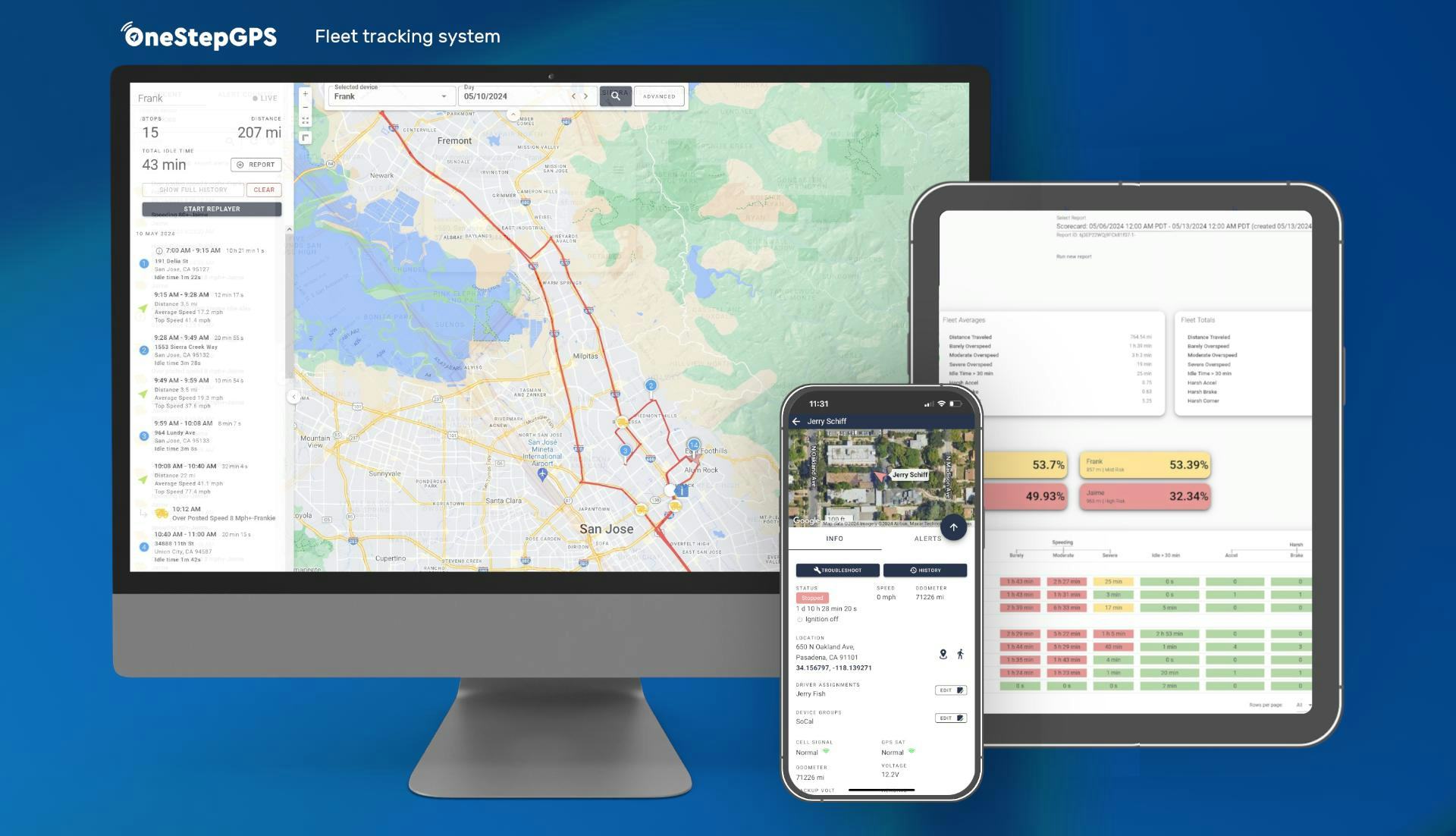 One Step GPS Software - Fleet tracking available on desktop, mobile and tablet devices