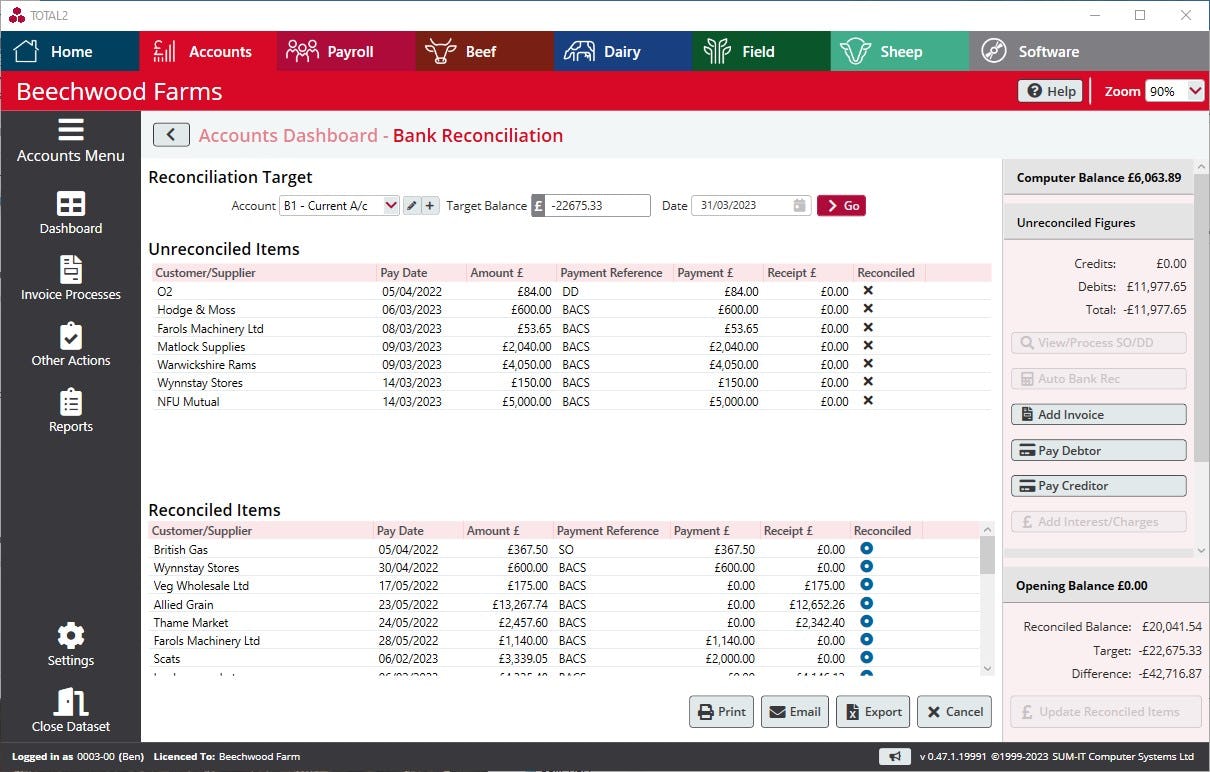 SUM-IT Total Software - Easily carry out bank reconciliation with just a few clicks making bookkeeping hassle-free