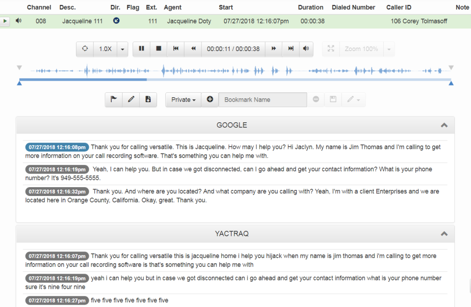 VSLogger screenshot: VSLogger: call recording screenshot