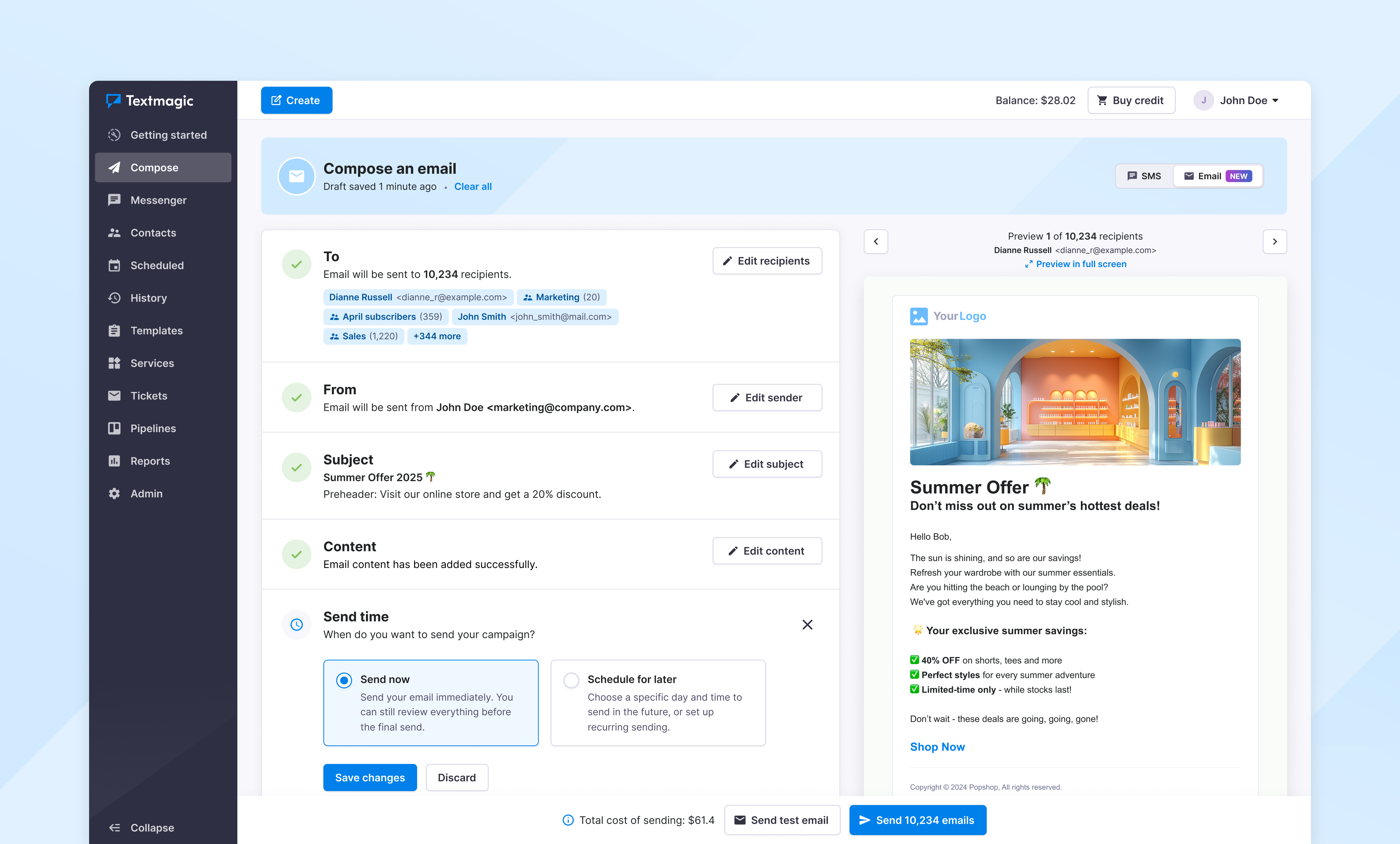Textmagic Software - Textmagic email campaigns
