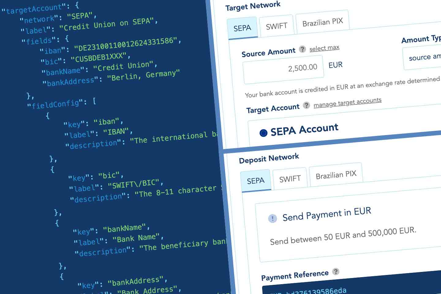 Easy connection and payouts to bank accounts for SWIFT and SEPA.