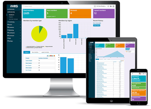 AMPAC screenshot: Dashboards provide non-profits with insight into their members
